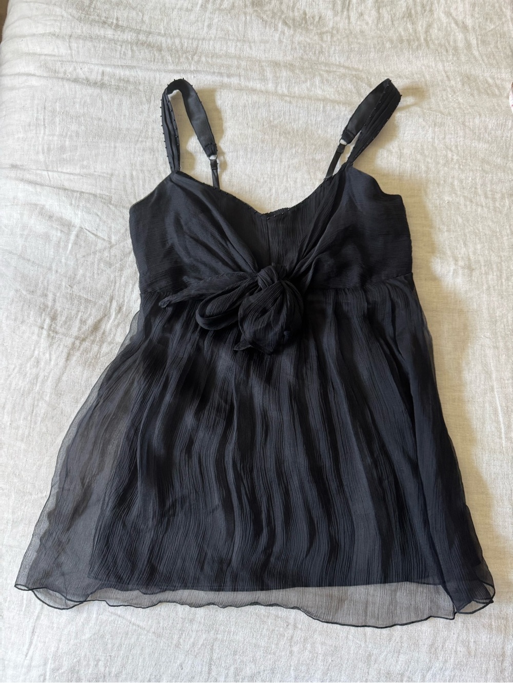Karen Kane 100% Silk Y2K Babydoll Cami Top in Black Coquette Fairycore ✨